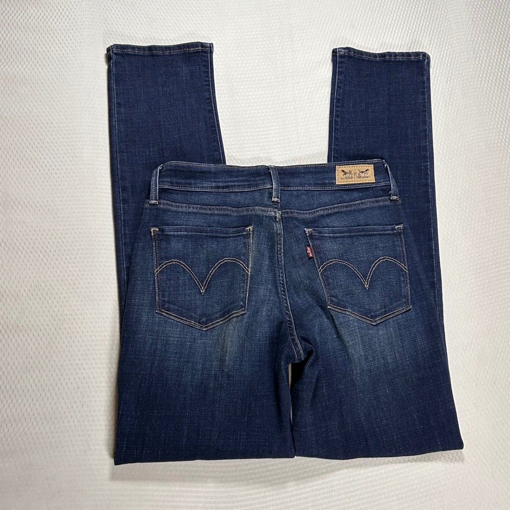 Levis Mid Rise Skinny Jeans Womens 8 Dark Wash Indigo Denim Stretch 31 Inseam